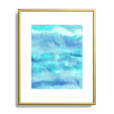 Jacqueline Maldonado Ombre Waves Blue Green Metal Framed Art Print