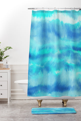 Jacqueline Maldonado Ombre Waves Blue Green Shower Curtain And Mat