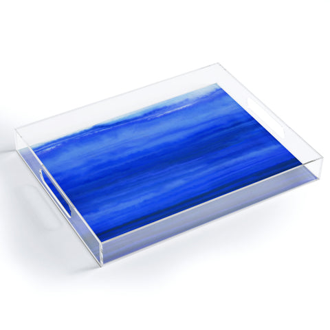 Jacqueline Maldonado Ombre Waves Blue Ocean Acrylic Tray