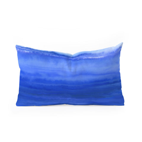 Jacqueline Maldonado Ombre Waves Blue Ocean Oblong Throw Pillow