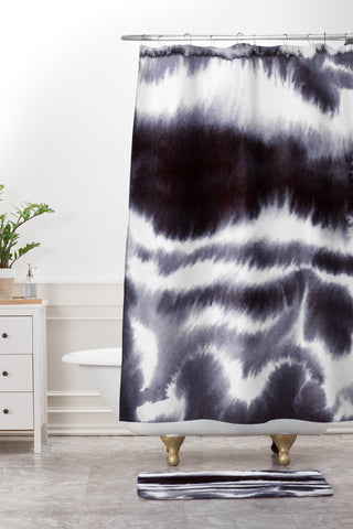 Jacqueline Maldonado Ombre Waves Cool Black Shower Curtain And Mat