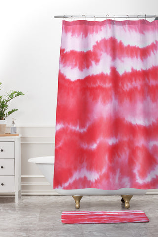 Jacqueline Maldonado Ombre Waves Coral Shower Curtain And Mat