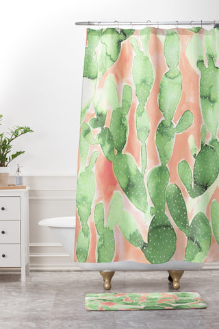Jacqueline Maldonado Paddle Cactus Pale Green Shower Curtain And Mat