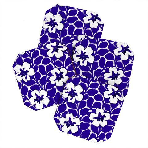 Jacqueline Maldonado Painted Floral Cobalt Coaster Set