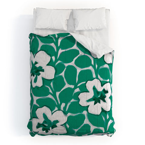 Jacqueline Maldonado Painted Floral Emerald Comforter