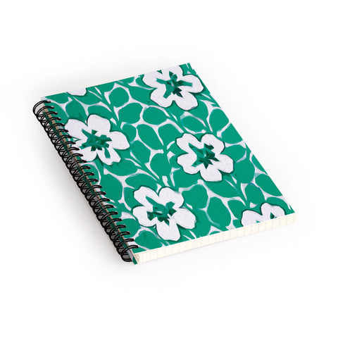 Jacqueline Maldonado Painted Floral Emerald Spiral Notebook