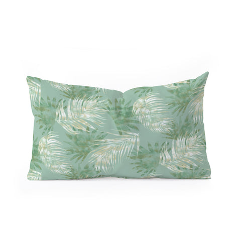 Jacqueline Maldonado Palms Overlay Green Oblong Throw Pillow