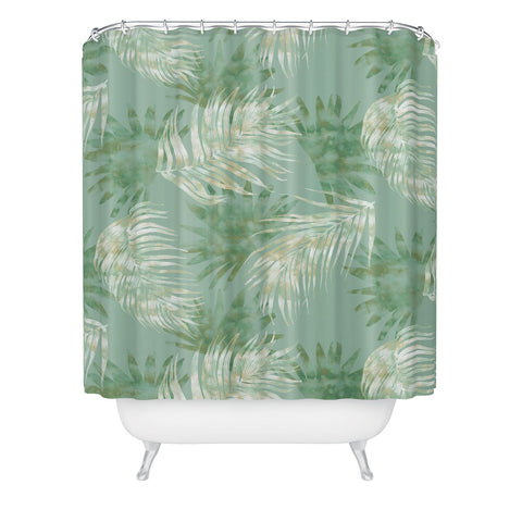 Jacqueline Maldonado Palms Overlay Green Shower Curtain