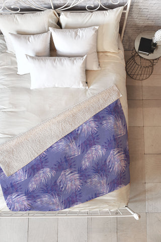 Jacqueline Maldonado Palms Overlay Purple Fleece Throw Blanket