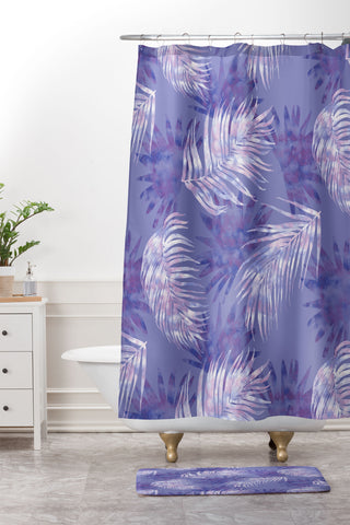 Jacqueline Maldonado Palms Overlay Purple Shower Curtain And Mat