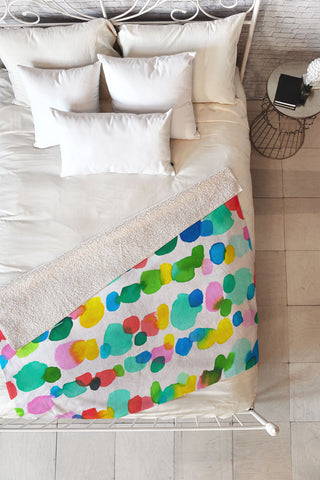 Jacqueline Maldonado Paradise Watercolor Dots Fleece Throw Blanket