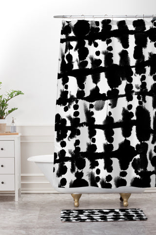 Jacqueline Maldonado Parallel Black and White Shower Curtain And Mat