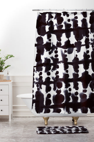 Jacqueline Maldonado Parallel Cool Black Shower Curtain And Mat