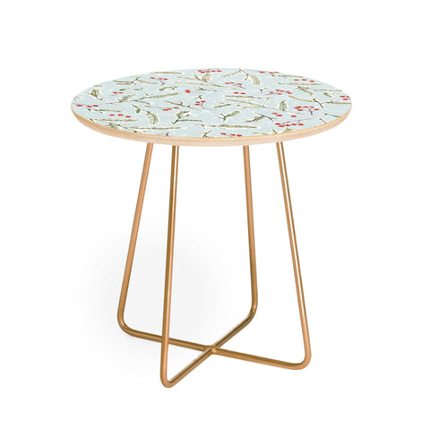 Jacqueline Maldonado Pine and Berries Cool Blue Round Side Table