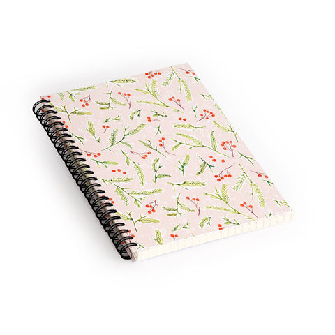 Jacqueline Maldonado Pine and Berries Crystal Pink Spiral Notebook