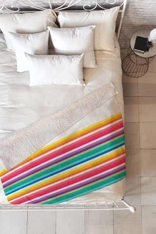 Jacqueline Maldonado Rainbow Stripe Fleece Throw Blanket
