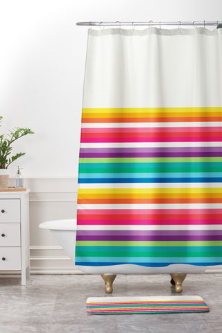 Jacqueline Maldonado Rainbow Stripe Shower Curtain And Mat
