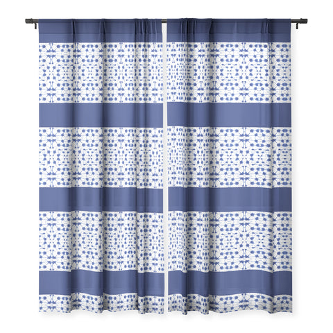 Jacqueline Maldonado Shibori Colorblock Blue Sheer Window Curtain
