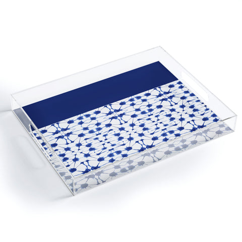 Jacqueline Maldonado Shibori Colorblock Blue Acrylic Tray