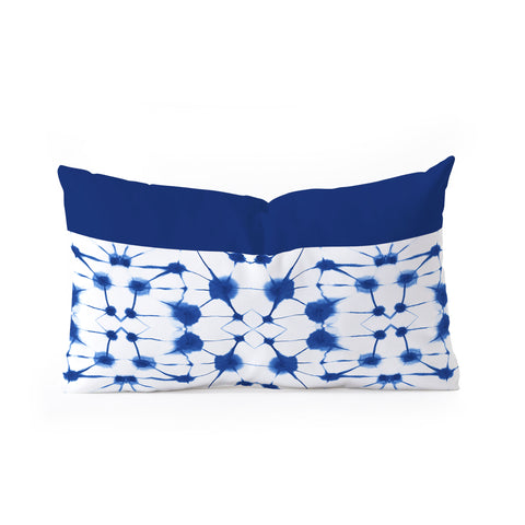 Jacqueline Maldonado Shibori Colorblock Blue Oblong Throw Pillow
