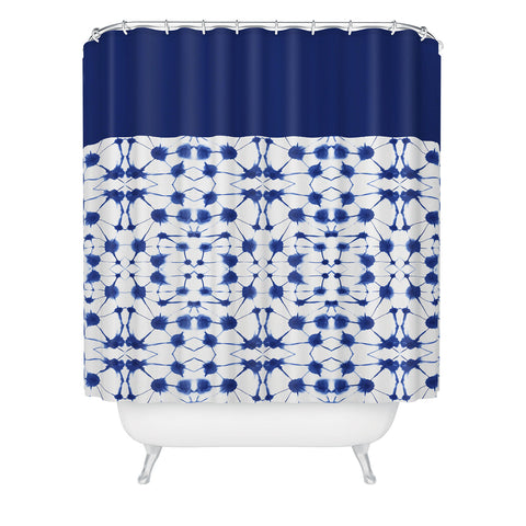 Jacqueline Maldonado Shibori Colorblock Blue Shower Curtain