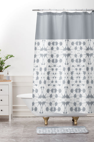 Jacqueline Maldonado Shibori Colorblock Grey Shower Curtain And Mat
