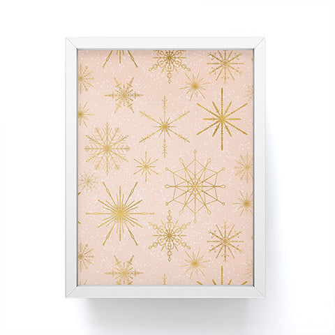 Jacqueline Maldonado Snowflakes Gold Peach Framed Mini Art Print
