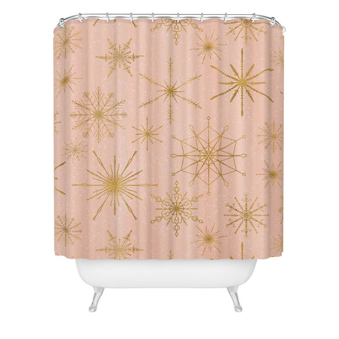 Jacqueline Maldonado Snowflakes Gold Peach Shower Curtain