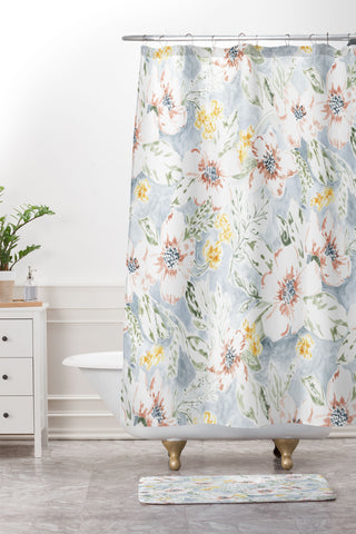 Jacqueline Maldonado Sun Drenched Floral Shower Curtain And Mat