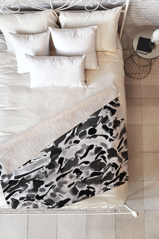 Jacqueline Maldonado Synthesis Black and White Fleece Throw Blanket