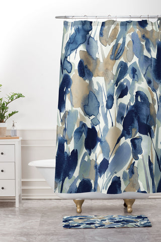 Jacqueline Maldonado Textural Abstract Watercolor Shower Curtain And Mat