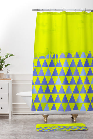 Jacqueline Maldonado Triangle Dip Lime Shower Curtain And Mat