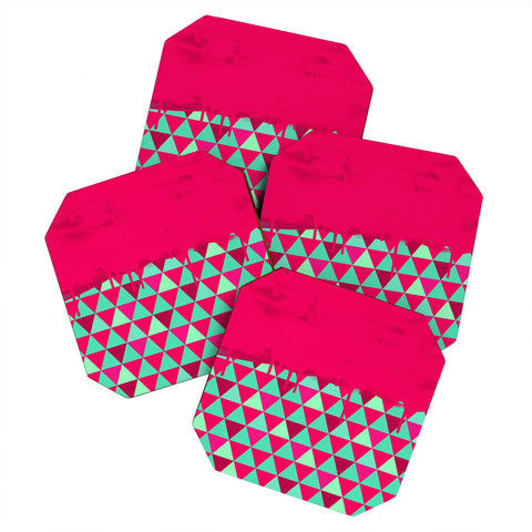 Jacqueline Maldonado Triangle Dip Pink Coaster Set