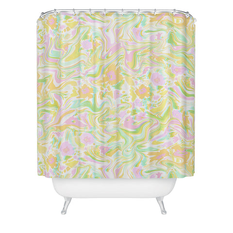 Jacqueline Maldonado Trippy Hippie Floral Marble Shower Curtain