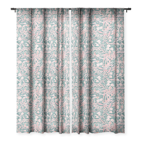 Jacqueline Maldonado Tropical Daydream Blush Green Sheer Window Curtain