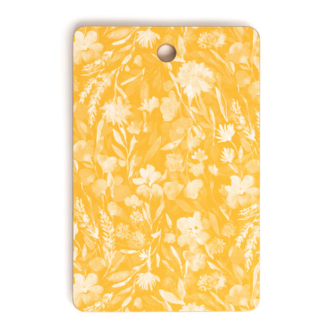 Jacqueline Maldonado Upside Floral Golden Yellow Cutting Board Rectangle