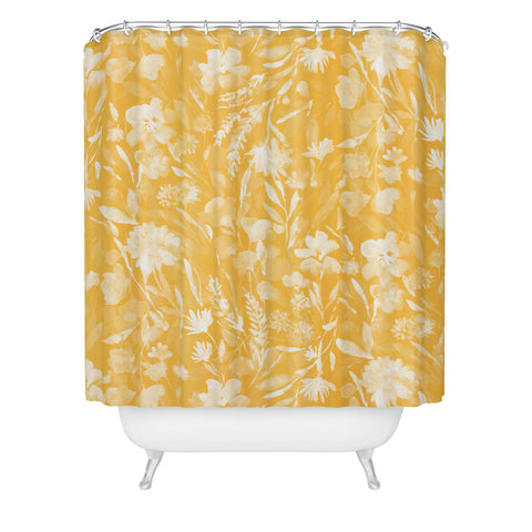 Jacqueline Maldonado Upside Floral Golden Yellow Shower Curtain