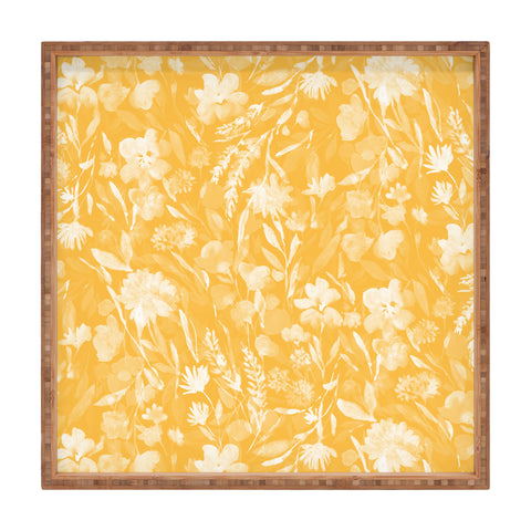 Jacqueline Maldonado Upside Floral Golden Yellow Square Tray