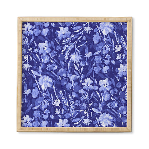 Jacqueline Maldonado Upside Floral Navy Blue Framed Wall Art