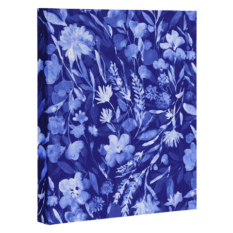 Jacqueline Maldonado Upside Floral Navy Blue Art Canvas