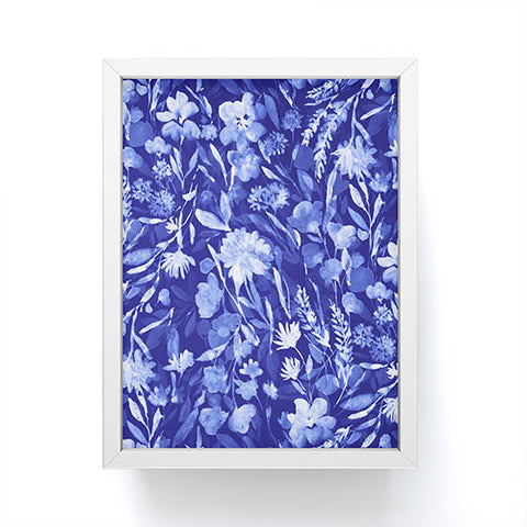 Jacqueline Maldonado Upside Floral Navy Blue Framed Mini Art Print