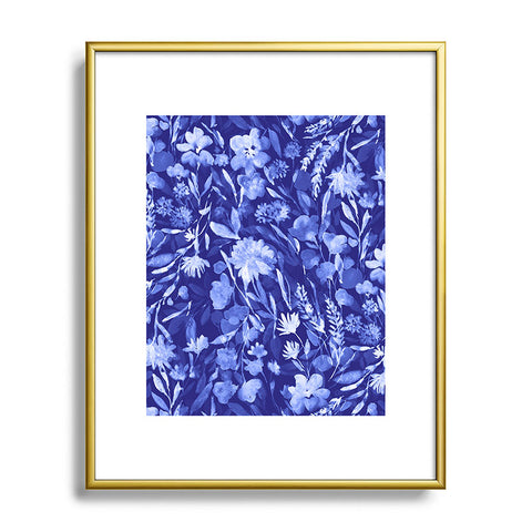 Jacqueline Maldonado Upside Floral Navy Blue Metal Framed Art Print