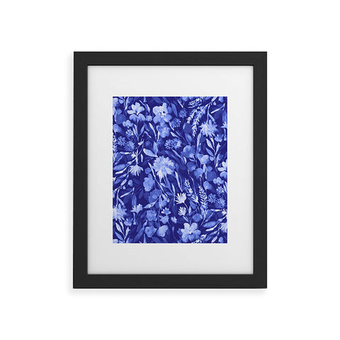 Jacqueline Maldonado Upside Floral Navy Blue Framed Art Print