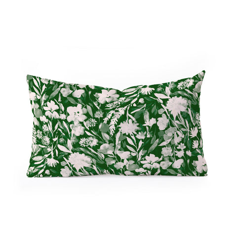 Jacqueline Maldonado Upside Floral Winter Green Oblong Throw Pillow