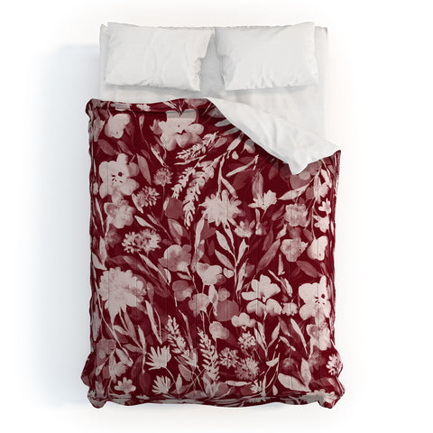 Jacqueline Maldonado Upside Floral Winter Red Comforter
