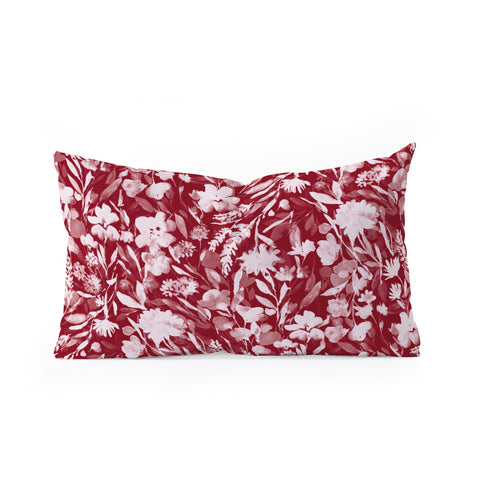 Jacqueline Maldonado Upside Floral Winter Red Oblong Throw Pillow