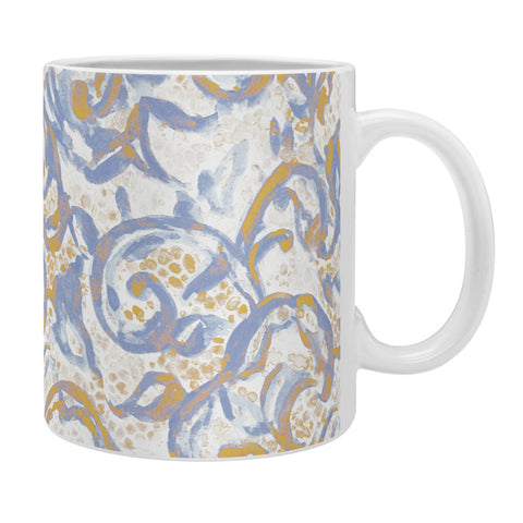 Jacqueline Maldonado Vintage Lace Watercolor Blue Gold Coffee Mug