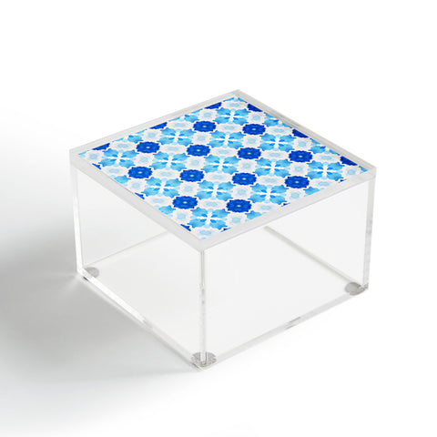 Jacqueline Maldonado Watercolor Geometry Blue Acrylic Box