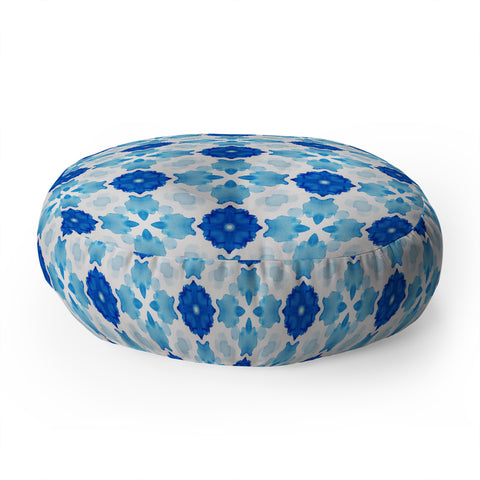 Jacqueline Maldonado Watercolor Geometry Blue Floor Pillow Round