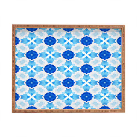 Jacqueline Maldonado Watercolor Geometry Blue Rectangular Tray